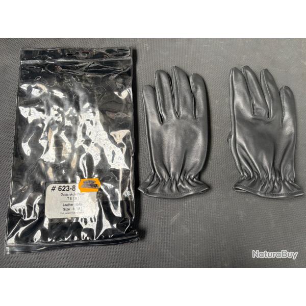 gants de palpation taille 8 M noir cuir naturel / natural leather