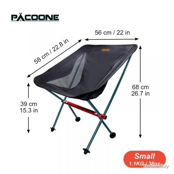 CHAISE DE CAMPING PLIANTE PECHE ALUMINIUM NOIRE LOISIR CHASSE NEUVE 68CM