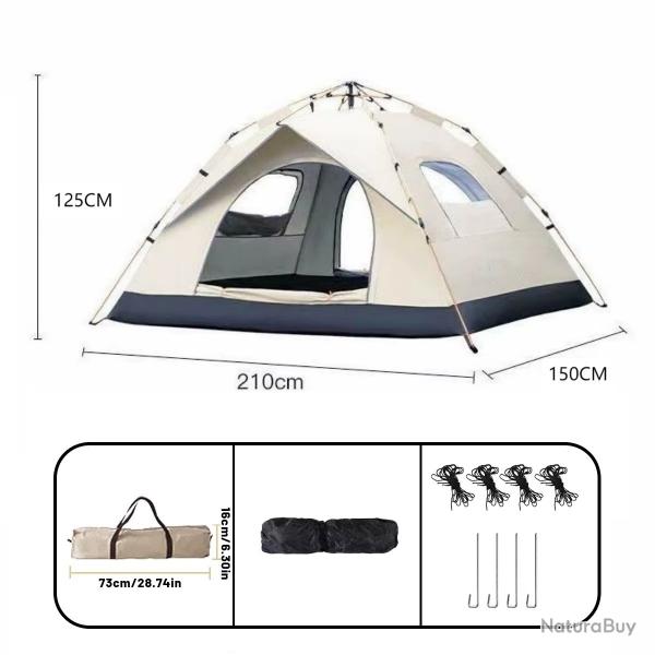TENTE DEPLIABLE AUTOMATIQUE DEPLIABLE EXTERIEURE CAMPING RANDONNEE 2/4 PERSONNES NEUVE T1
