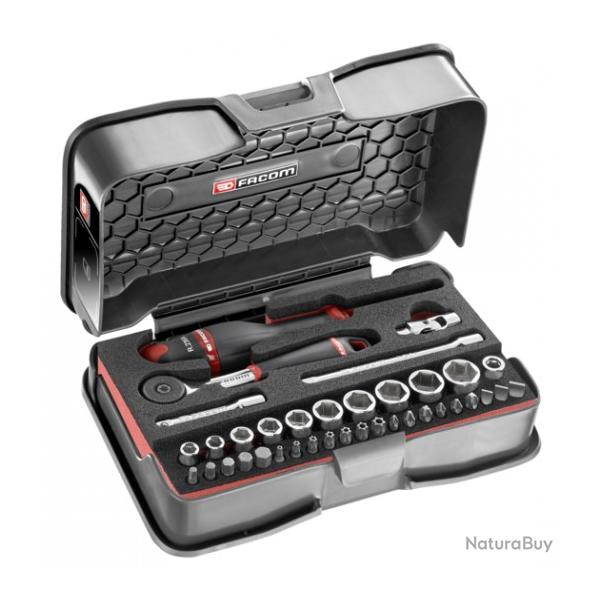 FACOM Coffret cliquet + douilles 1/4'' 6 pans - R.161-6M6PB