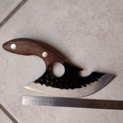 BRADE - Très beau couteau lame courbe de 13 cm avec étui de port ceinture