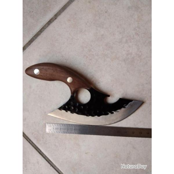 BRADE - Trs beau couteau lame courbe de 13 cm avec tui de port ceinture