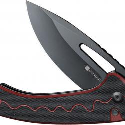 Couteau SENCUT Squiggy Burgundy Lame Drop Point Acier 9Cr18MoV Manche G10 KIVT Button Lock S24082A3