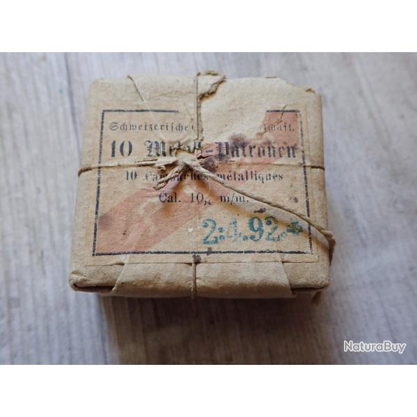 1892 Boite de 10 CARTOUCHES 10.4x38R VETTERLI MODELE 1878 PERCUSSION ANNULAIRE. OUVERTE