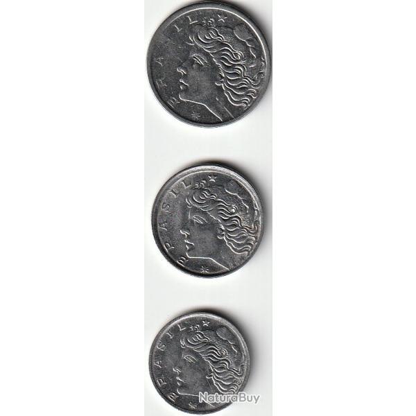 Lot de 3 Pices de Monnaie Brsil 1967 1 Centavo , 2 Centavos et 5 Centavos