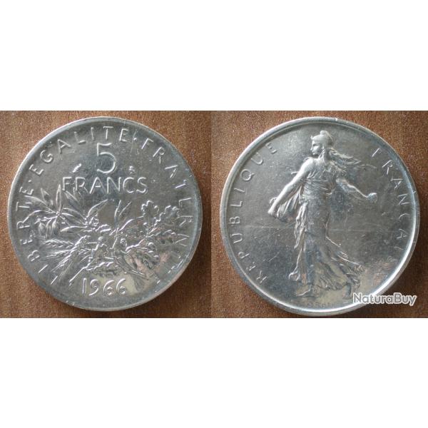 France 5 Francs 1966 Piece Semeuse Argent Frc Frcs Frs
