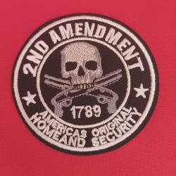 écusson thermocollant usa scull 2nd amendment 1789 diamètre 7CM