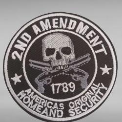 écusson thermocollant usa scull 2nd amendment 1789 diamètre 7CM