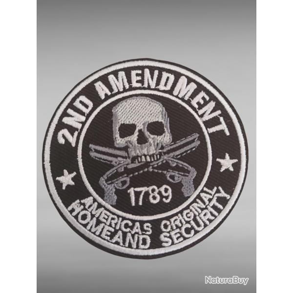 cusson thermocollant usa scull 2nd amendment 1789 diamtre 7CM