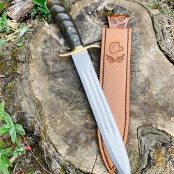 dague de chasse d'artisan / manche corne d'antilope / ronce de noyer