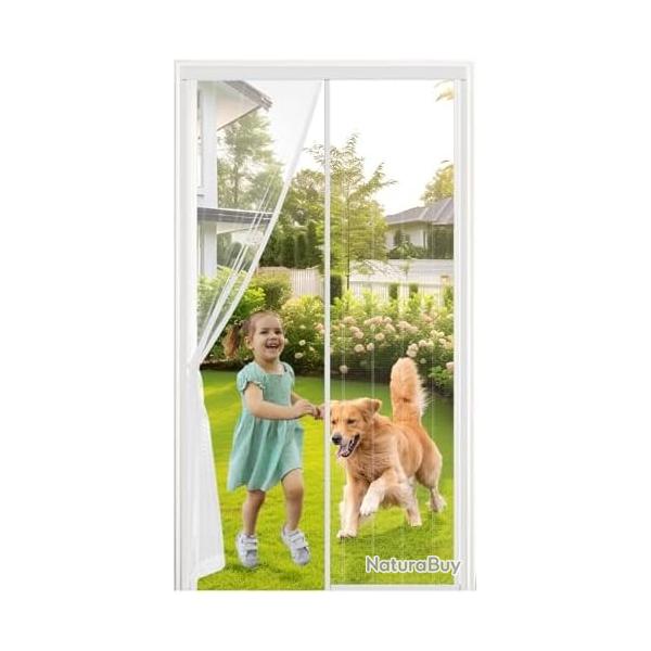 Moustiquaire Porte Aimante 120x220cm Fibre de Verre Maille Ultra Rsistante