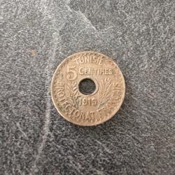 Pièce de monnaie 5 centimes Tunisie 1919 - Protectorat Français
