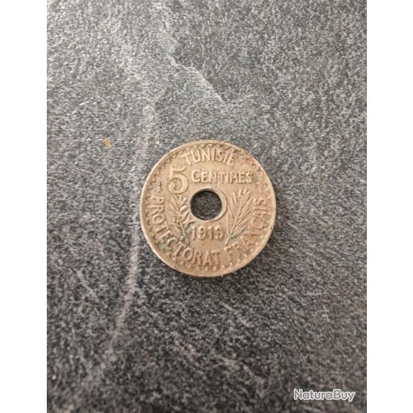 Pice de monnaie 5 centimes Tunisie 1919 - Protectorat Franais