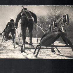 mitrailleuse sur traineau cpa chasseurs alpins