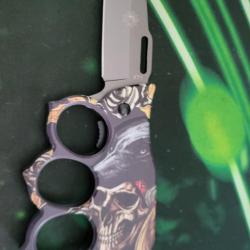 poing américain couteau en acier tête de mort
