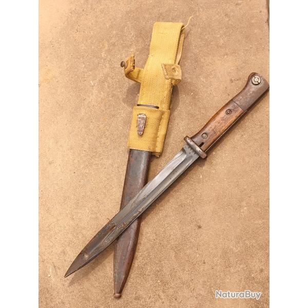 Superbe baionnette allemande WW2 pour Mauser 98k K98 SG 84 98 avec gousset toile rare