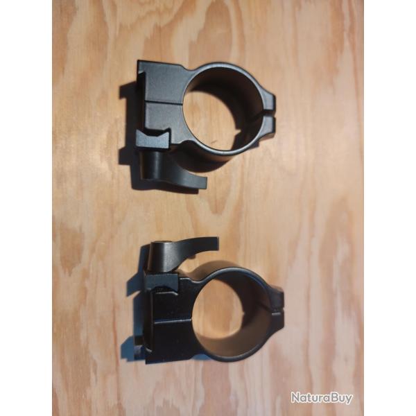 Colliers Warne Maxima Quick Detach acier pour BRNO ZKK CZ550 rail 19mm diam 30mm BH 14mm