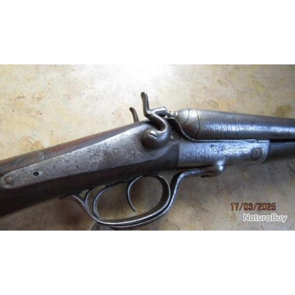 fusil chasse Poligny Jura class D canon vritable damas St Etienne cal 16  fente bois vers chien BE