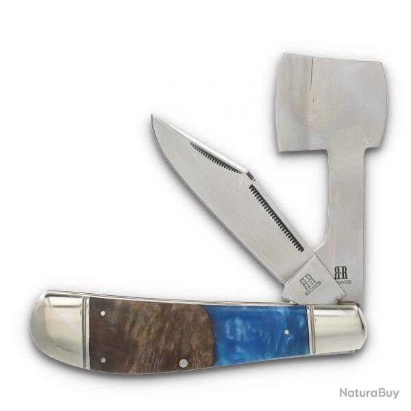Couteau Rough Ryder Chopper Lames Acier 440 Manche Bois et Rsine Pandora Swirl Slip Joint RR2655 -