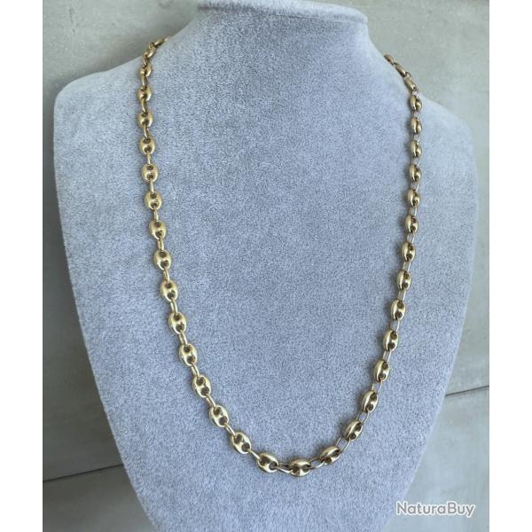 Grande chaine or jaune 9 carats - 60 cm - collier maille grain de caf