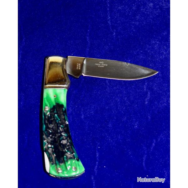 Couteau Rough Ryder Bluegill Lame Drop Point Acier 440 Manche Os Back Lock RR2636