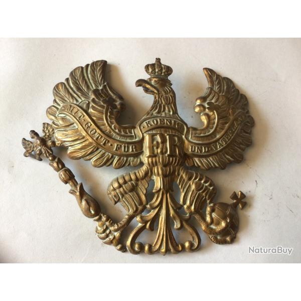 VENDU PAR LE-CUIRASSIER PLAQUE DE CASQUE TROUPE  POINTE PRUSSIEN 1895 (LAITON)
