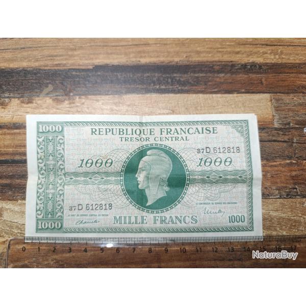 Billet 1000 francs trsor central 1945 France