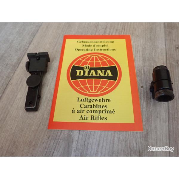 Lot carabine DIANA : notice, tunnel et hausse