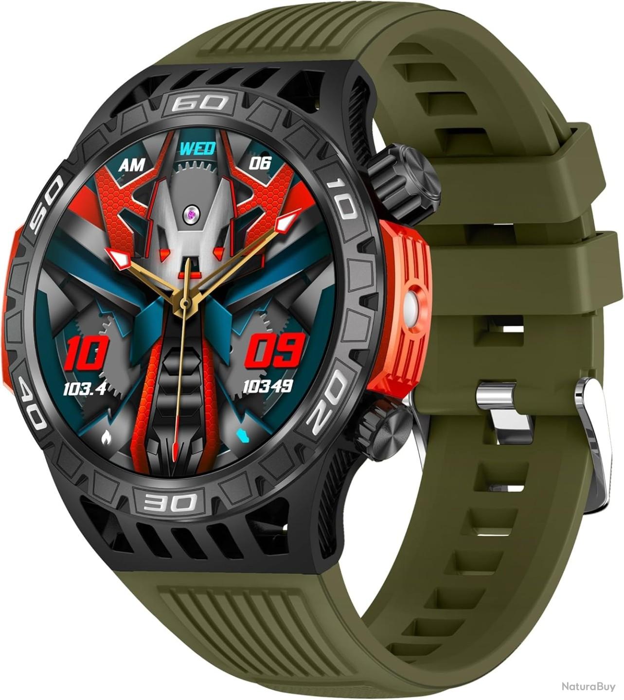 Montre Connectée Homme EF5 - Écran AMOLED 1.43", 120+ Sports, Appels Bluetooth, Autonomie 30j, IP68 - Bracelet Silicone & Cuir - 7