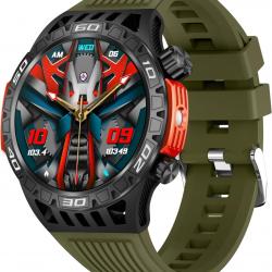 Montre Connectée Homme AMOLED Appels Bluetooth  Sports Torche GPS 5ATM Suivi Santé complet Vert