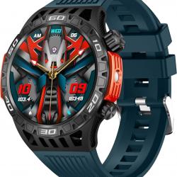 Montre Connectée Homme AMOLED Appels Bluetooth  Sports Torche GPS 5ATM Suivi Santé complet Bleu