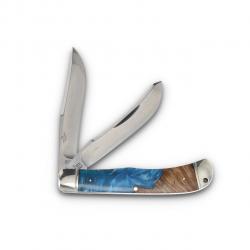 Couteau Rough Rider Jumbo Trapper Pandora Swirl Lames Acier 440 Manche Résine & Bois Slip RR2651