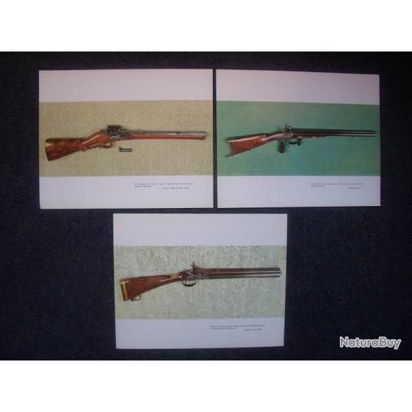 CARABINE DE VENERIE: Lot 3 pubs anciennes cartonnes mme thme -  silex,  4 canons,  percussion