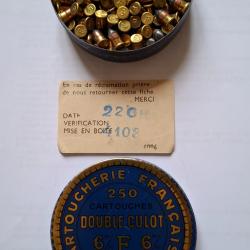 2 eme RARISSIME BOITE BALLES AVEC BON RECLAMATION CARTOUCHERIE FRANçAISE FLOBERT 6 mm 6MM 6F6