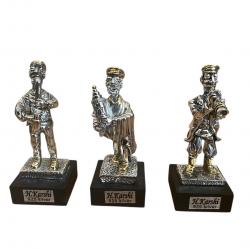 3 musiciens argent  925 et or hébraïque sculpture