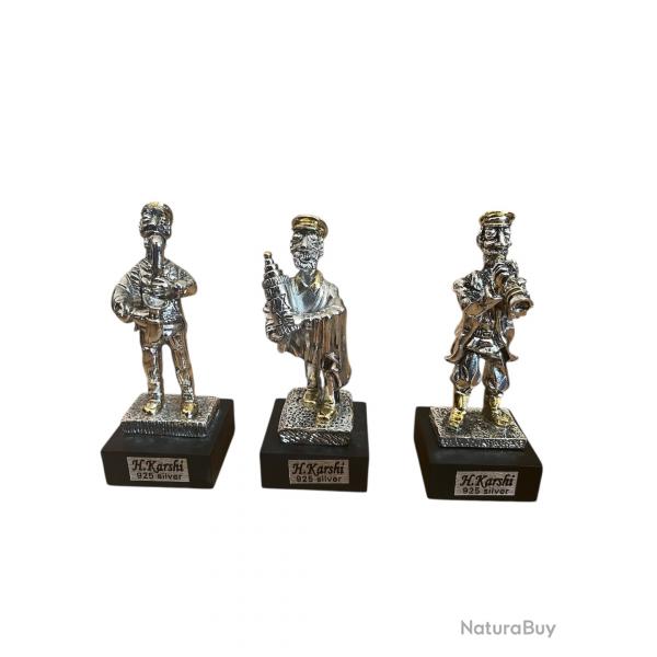 3 musiciens argent  925 et or hbraque sculpture