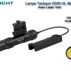 Lampe Tactique Olight ODIN GL Mini avec Laser Vert - Montage Picatinny