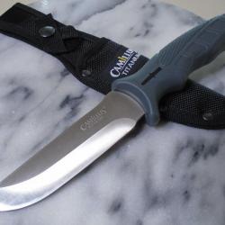 Couteau Skinner Bowie Camillus Titanium Lame Acier 3Cr13 Manche Abs Etui Nylon Survie Treck