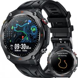 Montre Connectée GPS Homme 1,45" avec Appel Bluetooth Boussole Altimètre Cardio SpO2 Sport Etanche