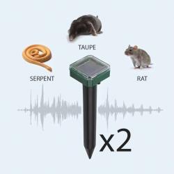RÉPULSIF ANTI TAUPE, SERPENTS, RONGEURS SOLAIRE À ULTRASONS x2 - LIVRAISON GRATUITE