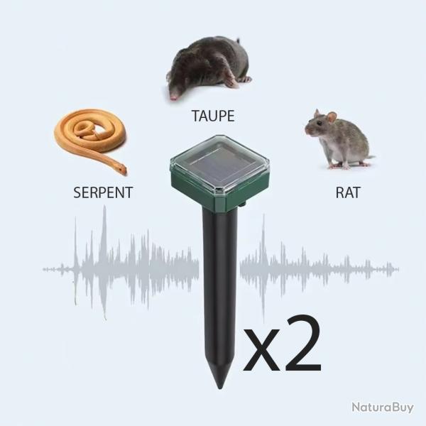 RPULSIF ANTI TAUPE, SERPENTS, RONGEURS SOLAIRE  ULTRASONS x2 - LIVRAISON GRATUITE