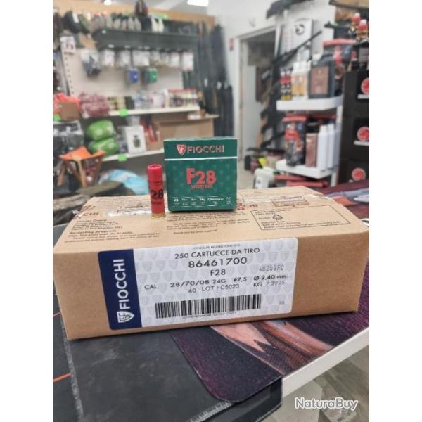 125 Cartouches calibre 28 Fiocchi F28 sporting en 24gr Ball trap