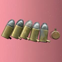 Lot de 6 cartouches 9 mm à Broche pour Revolver Lefaucheux - étui laiton