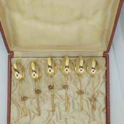 Coffret 6 cuillère moka doré patte de biche
