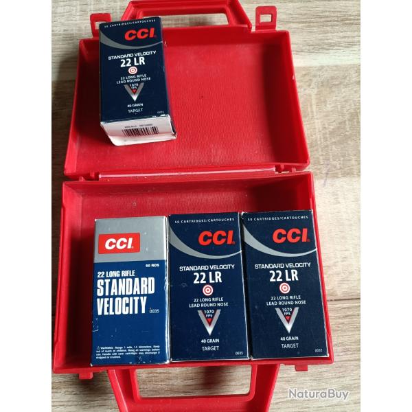 3 botes Balles CCI Standard Velocity - Cal. 22LR - 22LR / 40 grain Target + 1 ouverte offerte