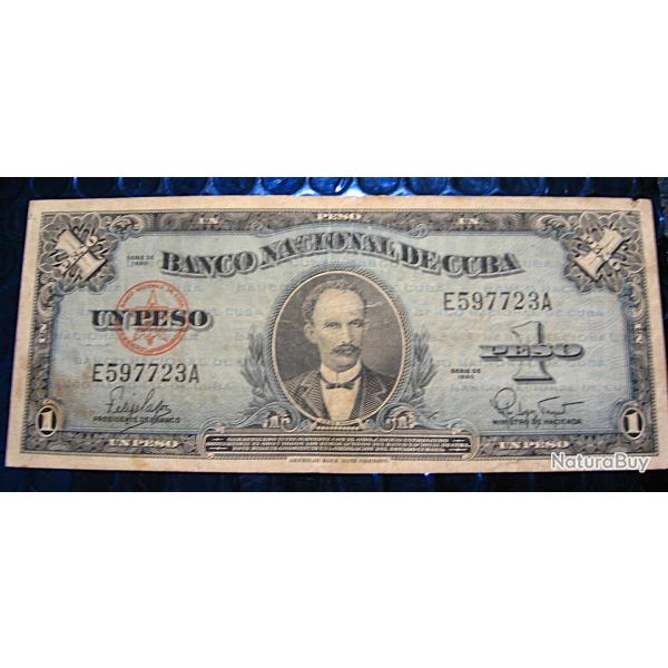 CUBA  billet de 1 peso  srie de 1960  (Jos Marti) tb+