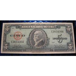 CUBA  billet de 5 peso  série de 1960  (maximo gomez) ttb