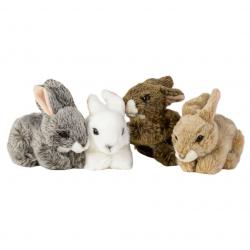Peluches 4 lapins 4 couleurs NATURE DE BRENNE 17cm L28012ABR + L28012AJ + L28012AG