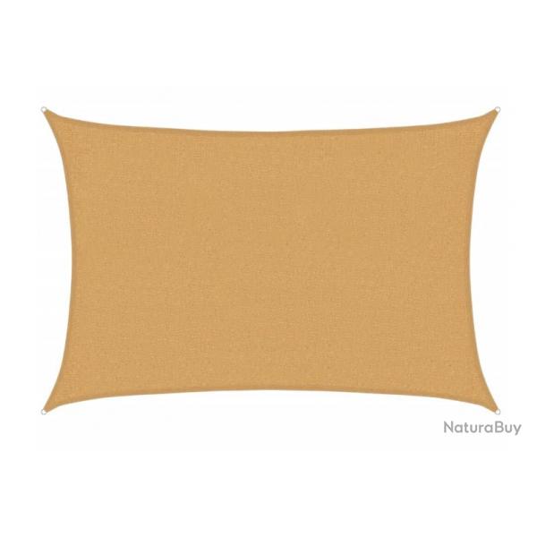 Voile d'ombrage sable 2x2,5 m rectangulaire en PEHD pour jardin terrasse t