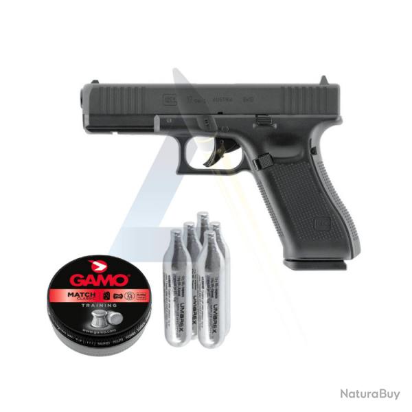 Vente Flash! Pack Glock 17 Gen 5 CO2, 250 Plombs Cal.4.5mm, Sachet de 5 CO2 Umarex 12gr